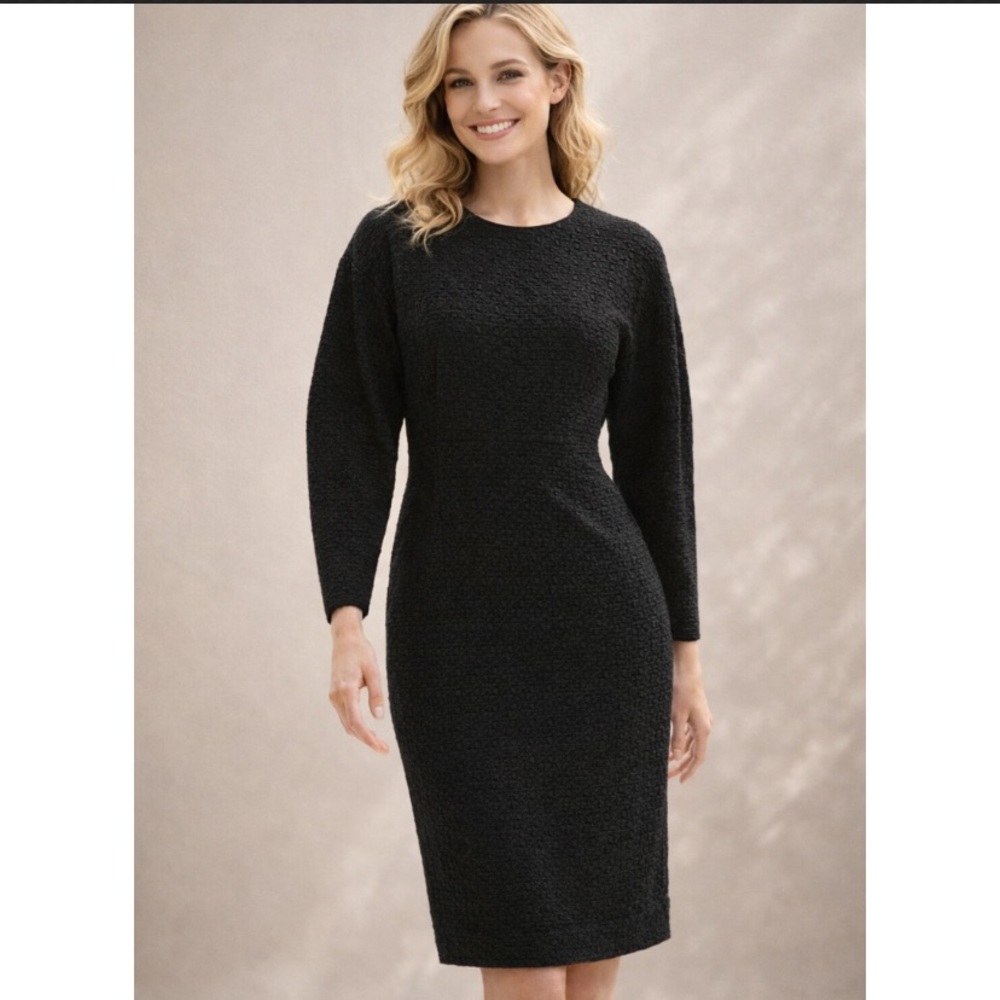 MM Lafleur- Rosa Dress in Textured Glyph Jacquard in Black Size 8